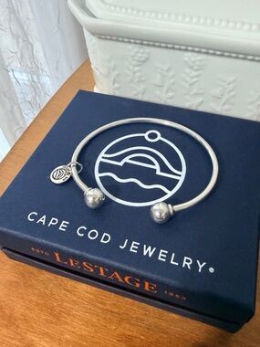 LeStage Sterling Silver Double Bead Cape Cod Cuff Bracelet